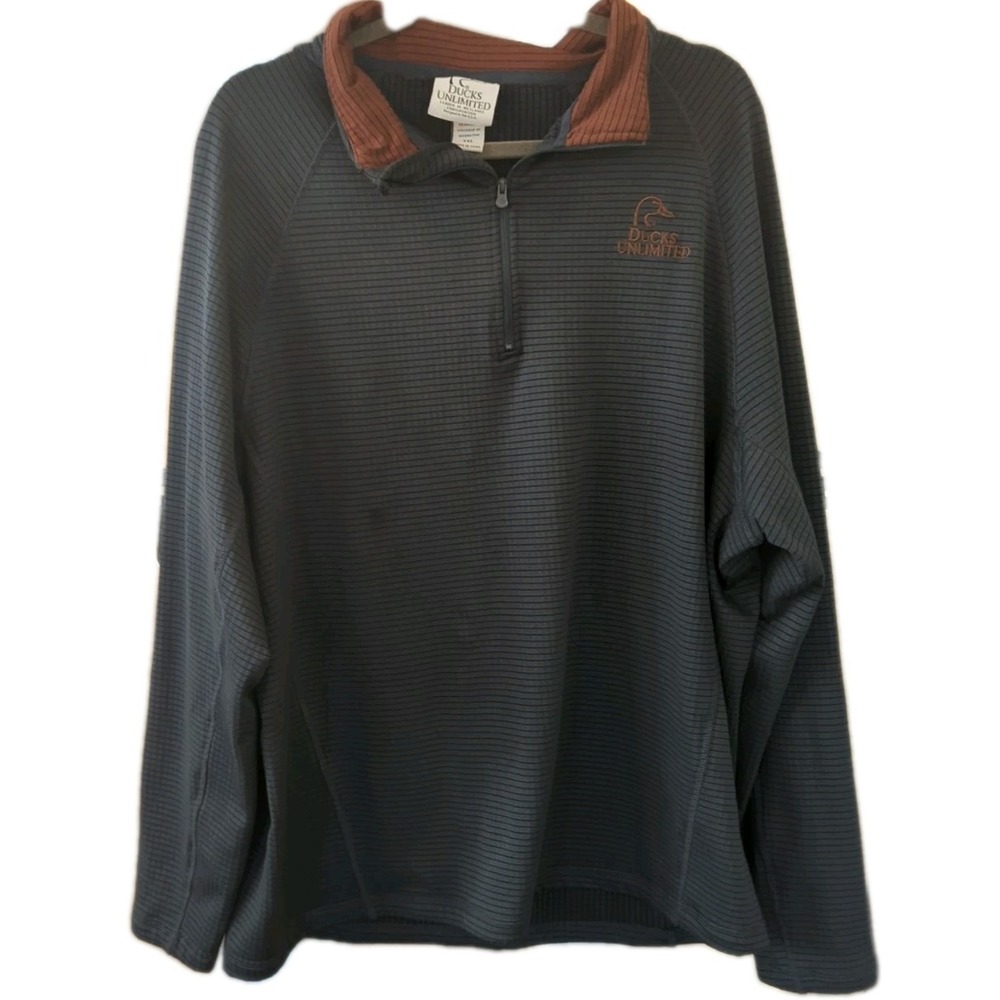 Ducks Unlimited XXL Waffle Knit 1/4 Zip Pullover Thermal Jacket Logo Mock Neck
